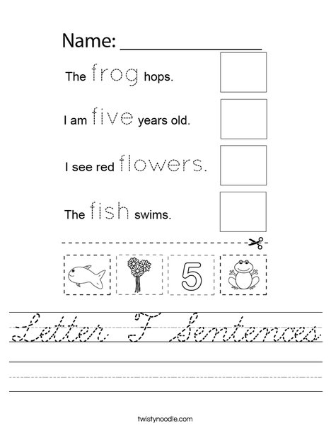 Letter F Sentences Worksheet