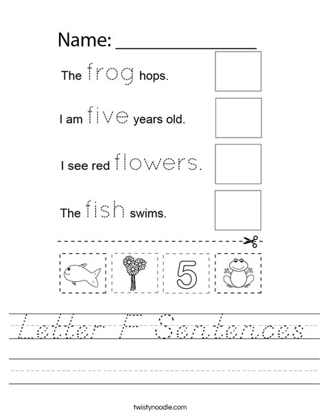 Letter F Sentences Worksheet