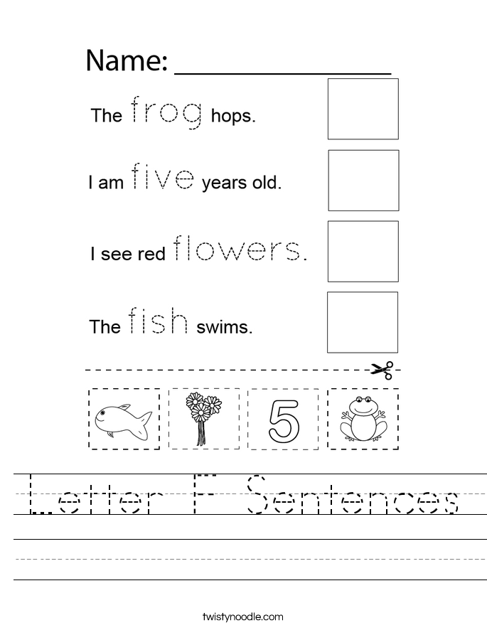 Letter F Sentences Worksheet