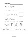 Letter F Sentences Worksheet