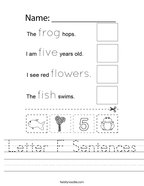 Letter F Sentences Handwriting Sheet