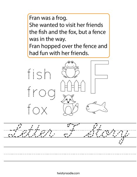 Letter F Story Worksheet