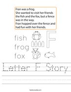 Letter F Story Handwriting Sheet