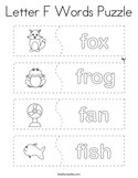 Letter F Words Puzzle Coloring Page