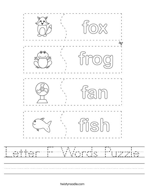 Letter F Words Puzzle Worksheet
