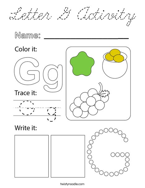 Letter G Activity Coloring Page