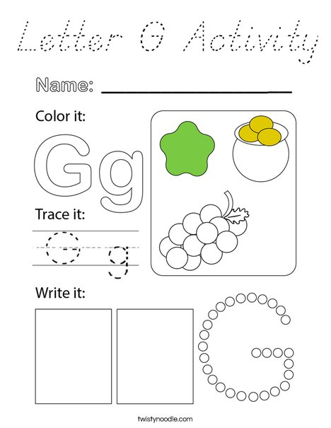 Letter G Activity Coloring Page
