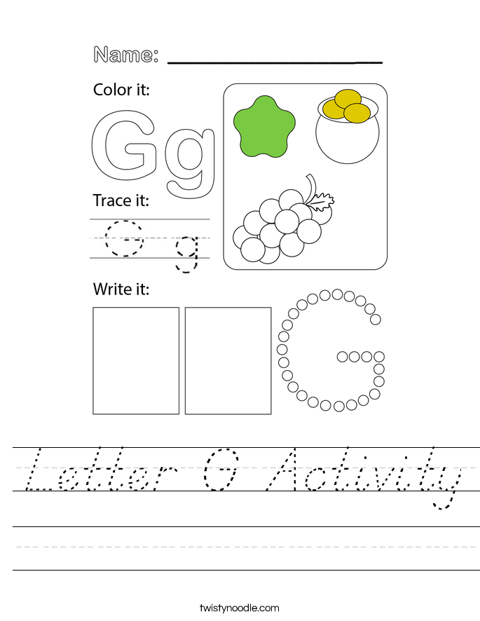 Letter G Activity Worksheet