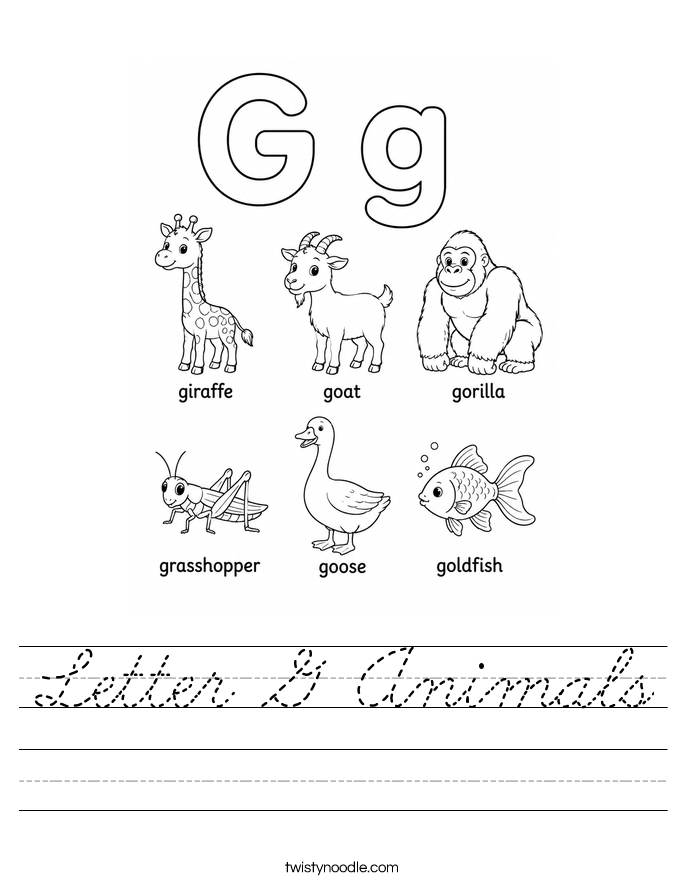 Letter G Animals Worksheet