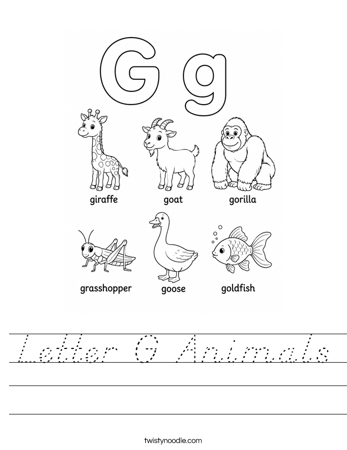 Letter G Animals Worksheet