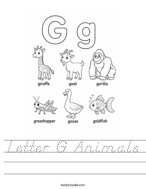 Letter G Animals Worksheet