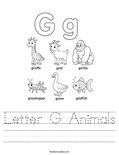 Letter G Animals Worksheet