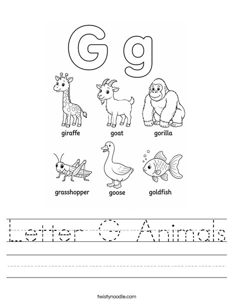 Letter G Animals Worksheet