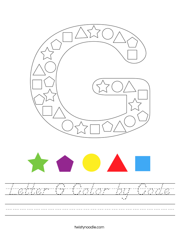 Letter G Color by Code Worksheet