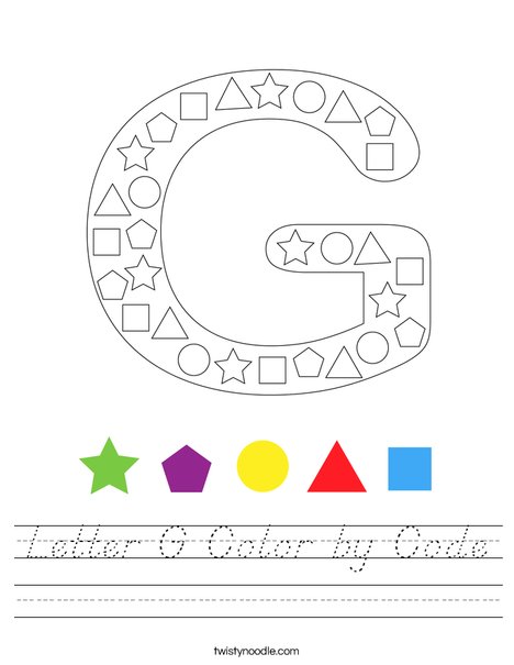 Letter G Color by Code Worksheet