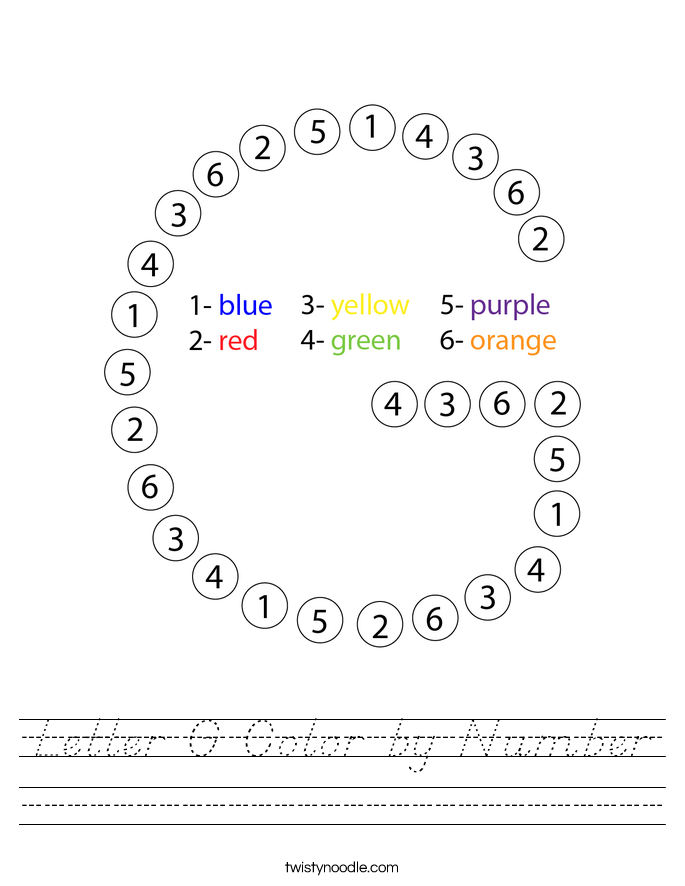 Letter G Color by Number Worksheet