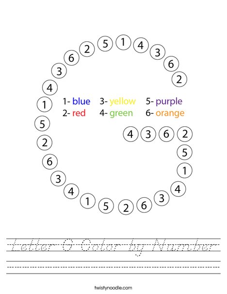Letter G Color by Number Worksheet