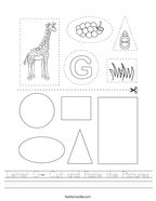 Letter G- Cut and Paste the Pictures Handwriting Sheet
