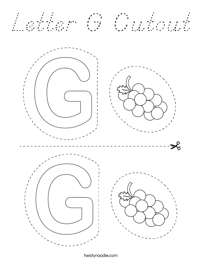 Letter G Cutout Coloring Page