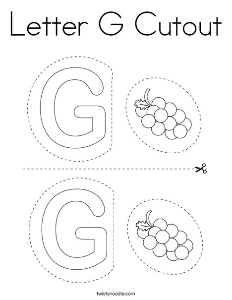 Letter G Cutout Coloring Page - Twisty Noodle