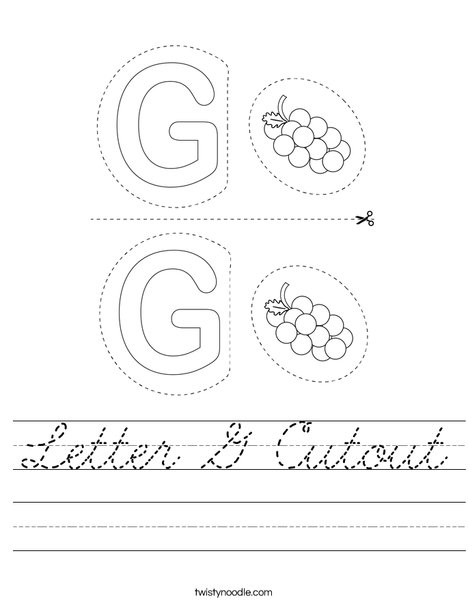 Letter G Cutout Worksheet
