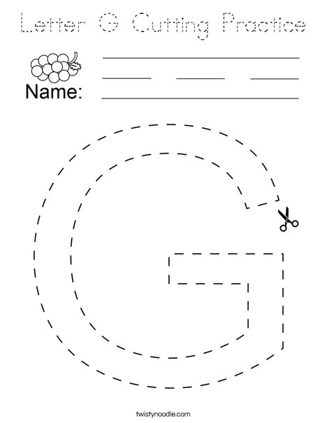 Letter G Cutting Practice Coloring Page