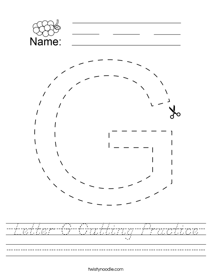Letter G Cutting Practice Worksheet
