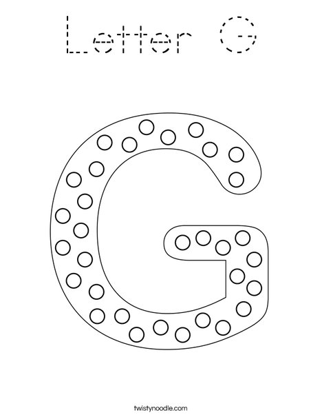 Letter G Coloring Page - Tracing - Twisty Noodle
