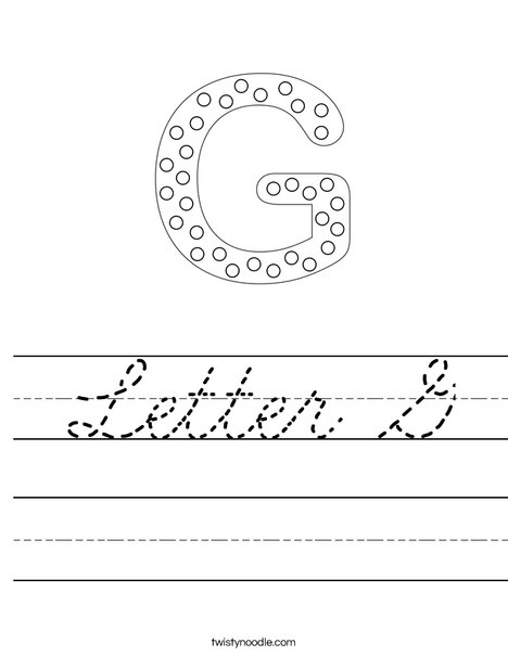 letter g worksheet cursive twisty noodle