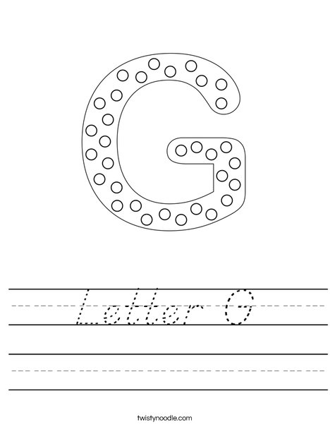 Letter G Worksheet - D'Nealian - Twisty Noodle