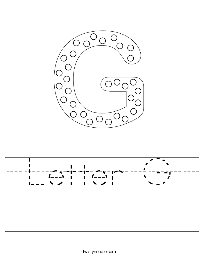 in print style handwriting Letter G   Noodle Worksheet Twisty