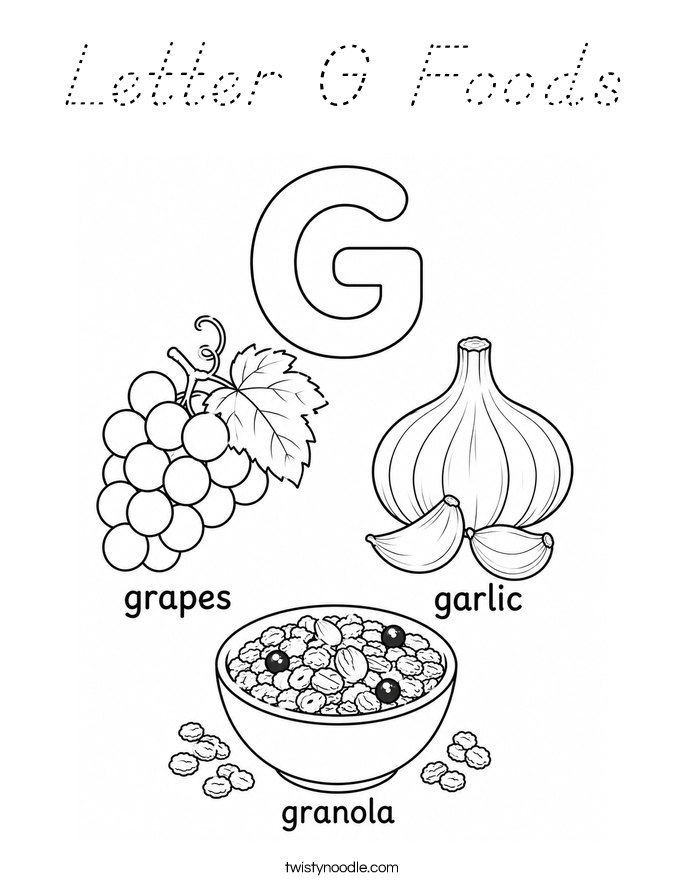 Letter G Foods Coloring Page