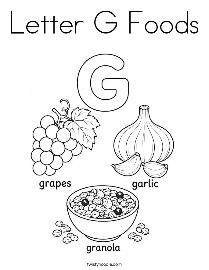 Letter G Foods Coloring Page