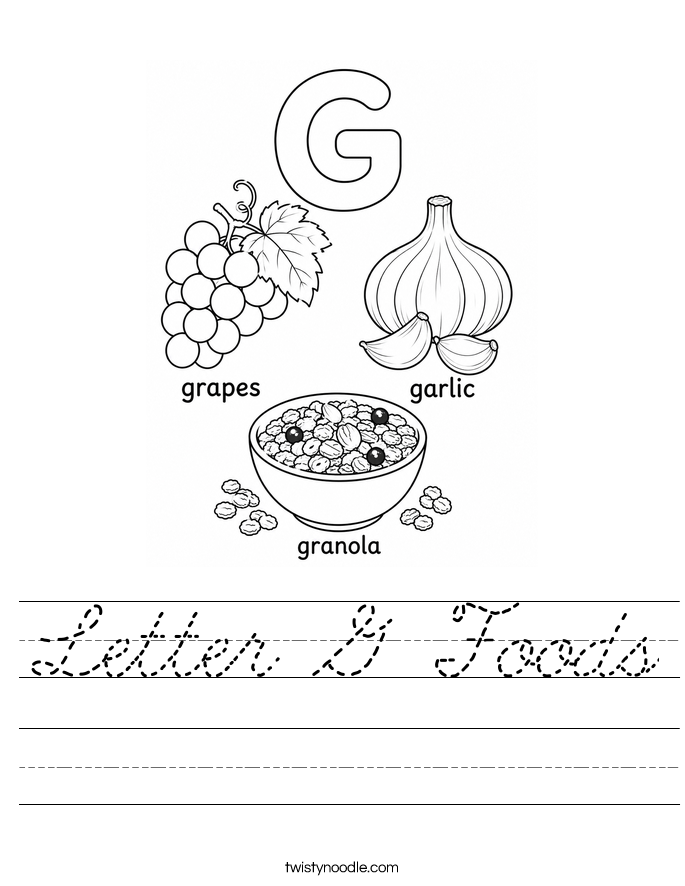 Letter G Foods Worksheet