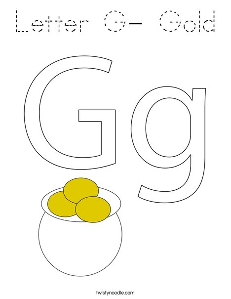 Letter G- Gold Coloring Page