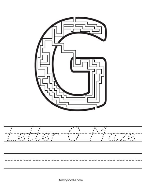 letter g maze worksheet dnealian twisty noodle