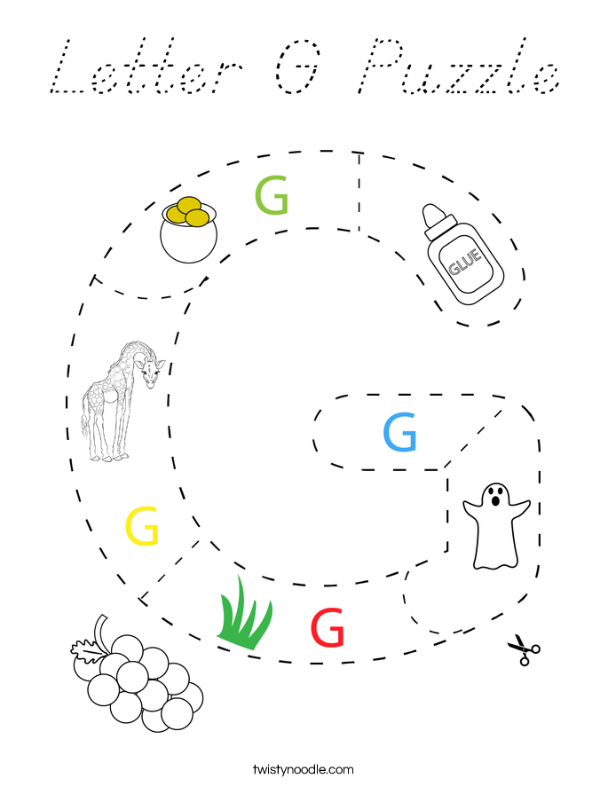 Letter G Puzzle Coloring Page