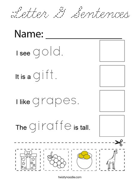 Letter G Sentences Coloring Page