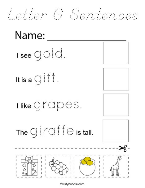 Letter G Sentences Coloring Page