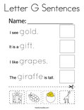Letter G Sentences Coloring Page