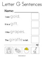 Letter G Sentences Coloring Page