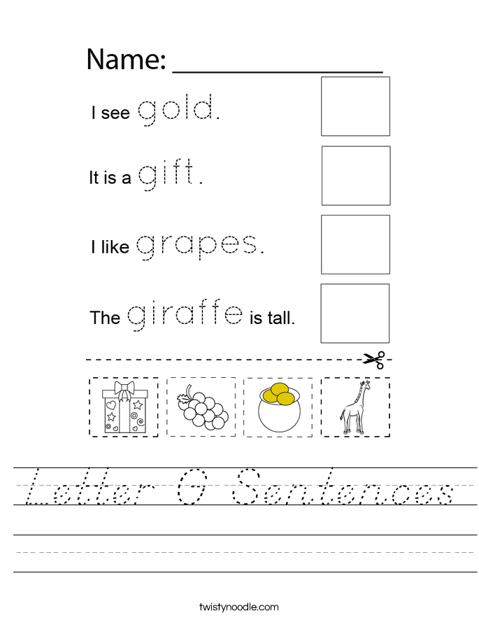 Letter G Sentences Worksheet