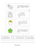 Letter G Word Puzzle Worksheet