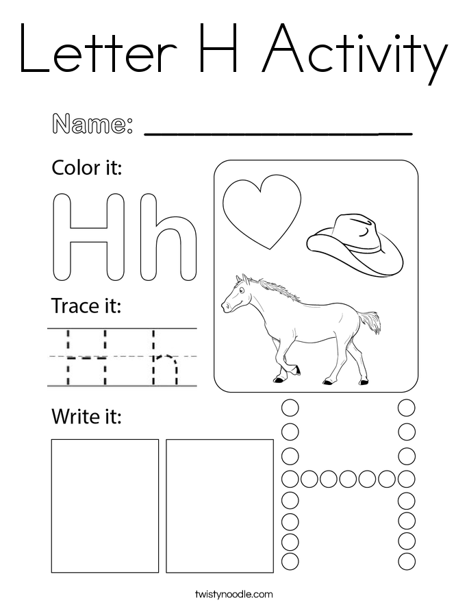Letter H Activity Coloring Page