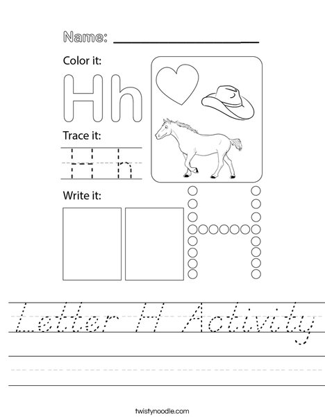 Letter H Activity Worksheet