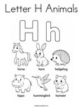 Letter H Animals Coloring Page