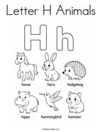 Letter H Animals Coloring Page