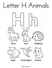 Letter H Animals Coloring Page