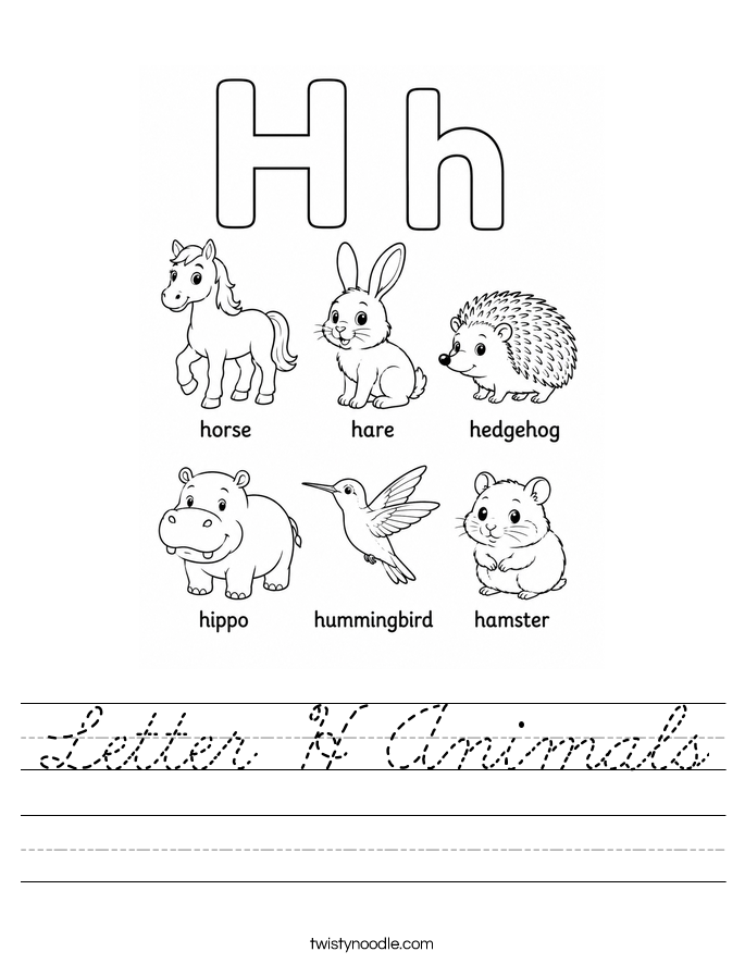 Letter H Animals Worksheet
