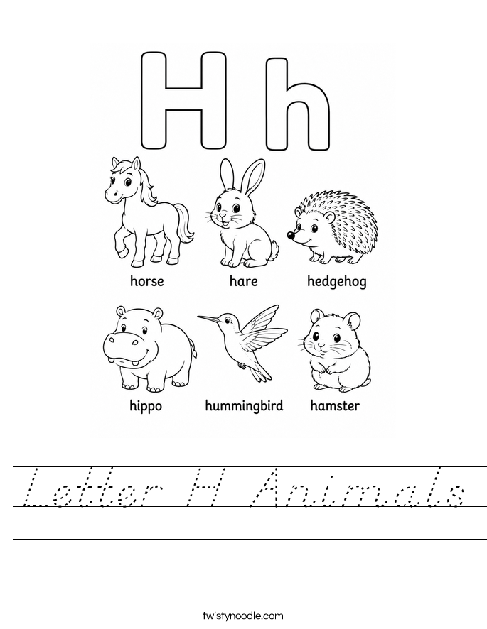 Letter H Animals Worksheet